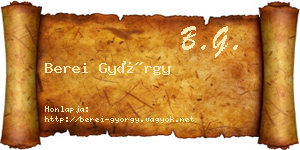 Berei György névjegykártya